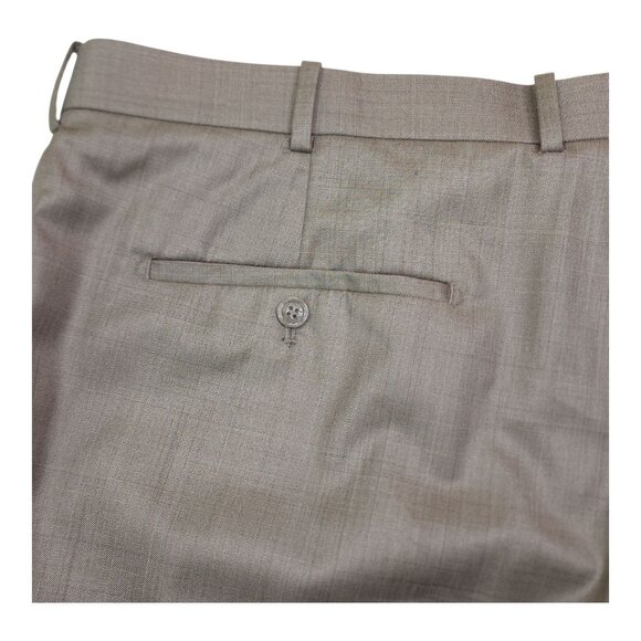 Caravelli Mens Tan Dress Pants 48R Not Hemmed Flat Front Designed In Italy - Picture 12 of 15